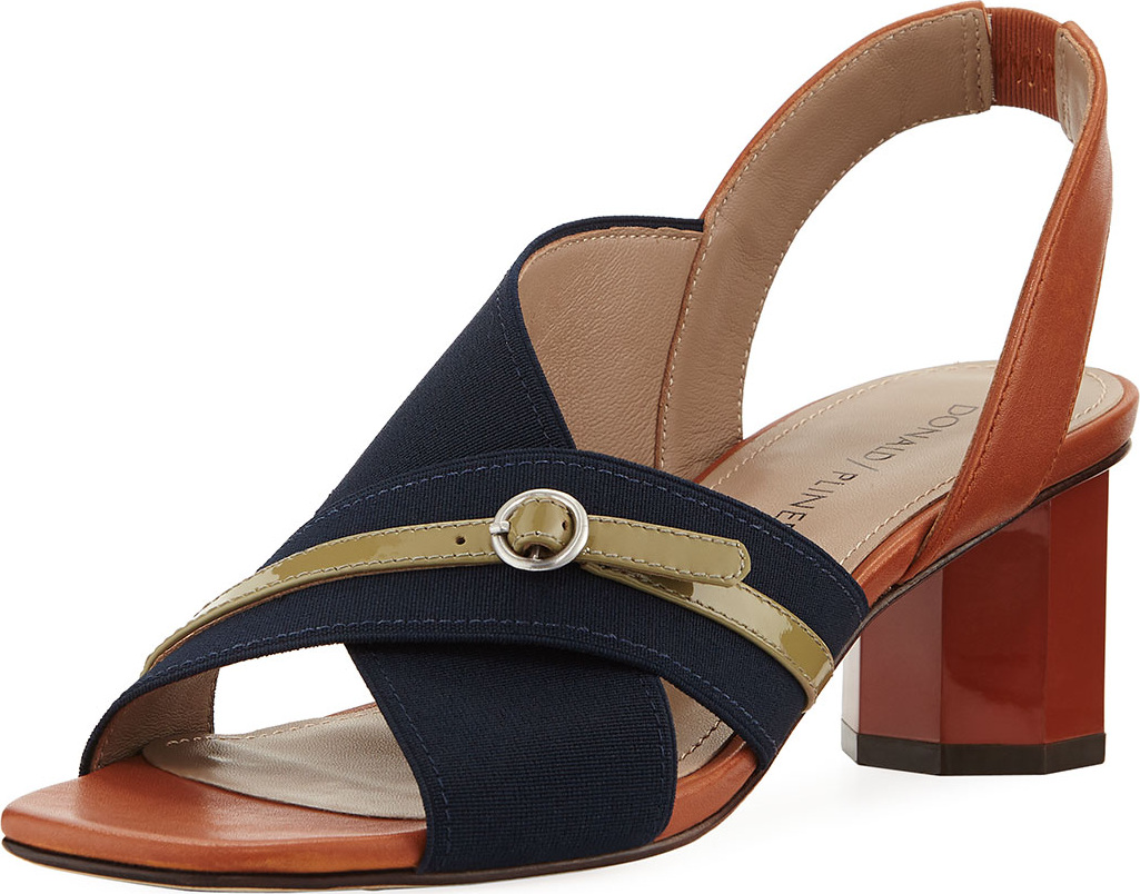 Donald J Pliner Radly Grosgrain Octagonal-Heel Slingback Sandal Donald J Pliner Radly Grosgrain Octagonal-Heel Slingback Sandal