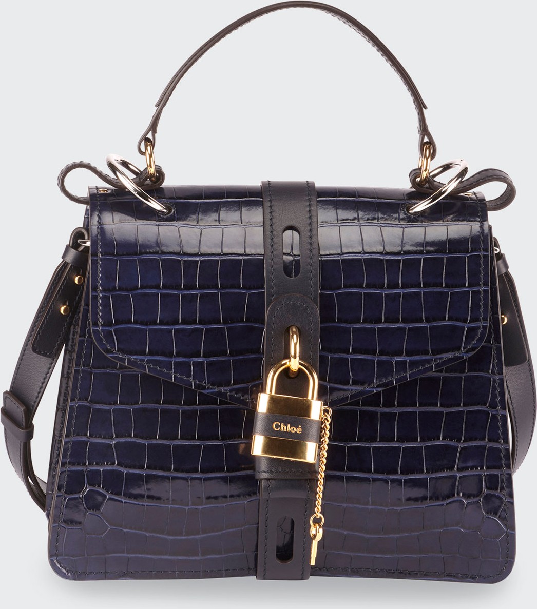 Chloe Aby Croc-Embossed Shoulder Bag