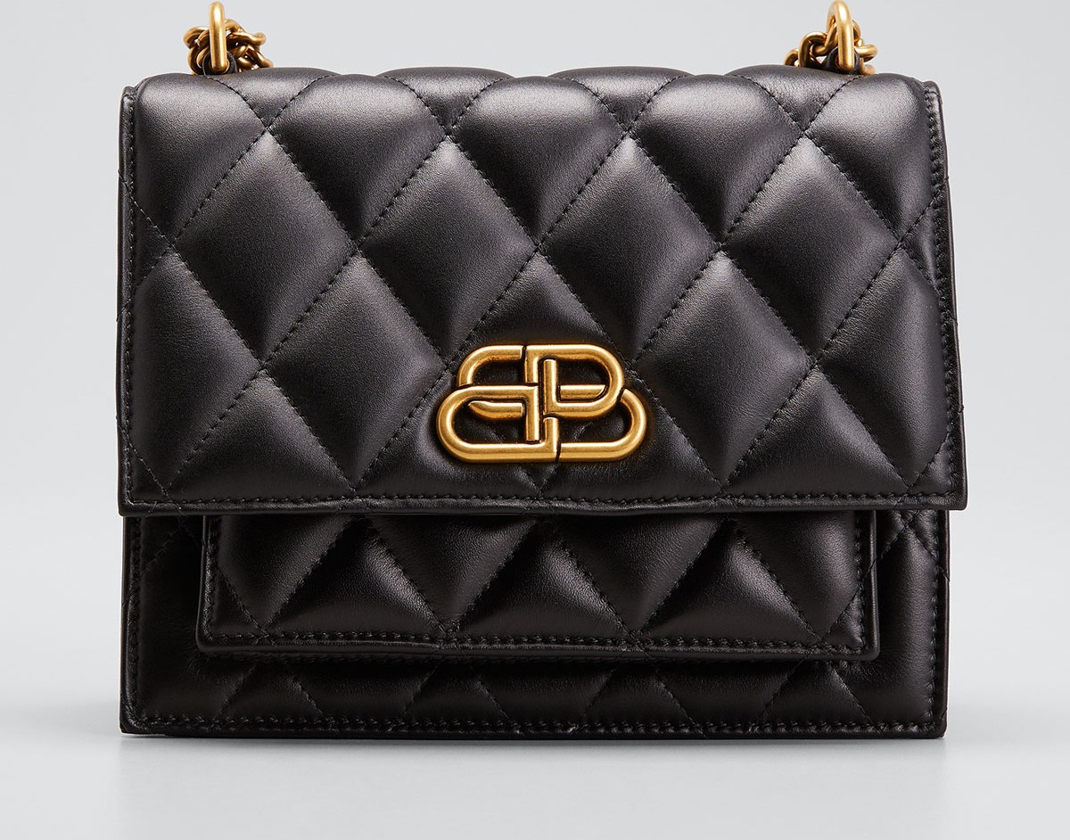 Balenciaga Sharp Small Quilted Shoulder Bag with Chain