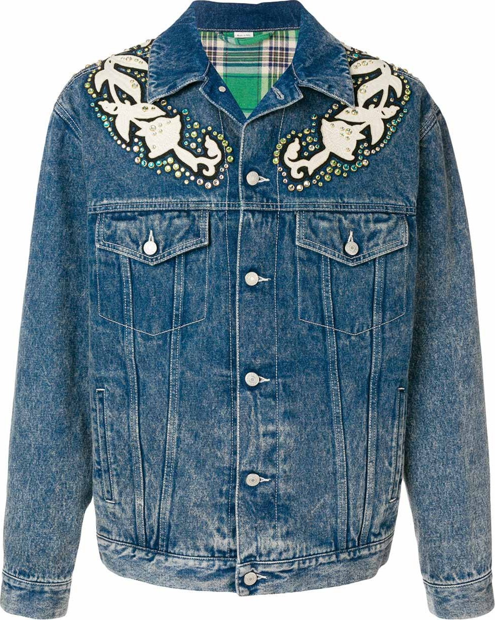 Gucci denim jacket with floral applique