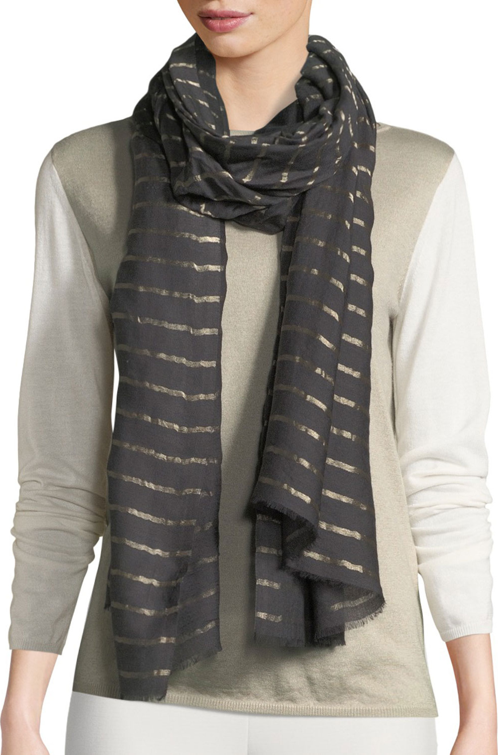 Bindya Shining Stripe Nights Wool Stole