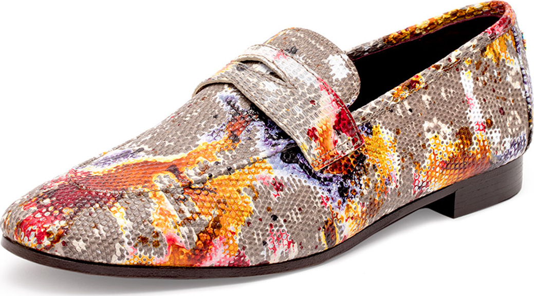 Bougeotte Flaneur Watercolor Lizard Flat Loafers