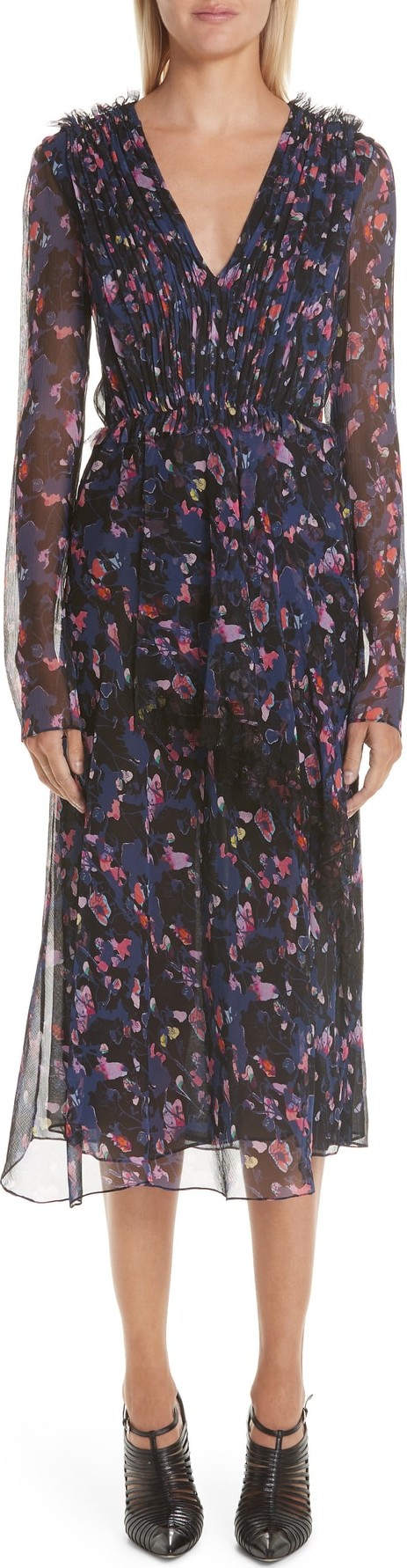Jason Wu Print Silk Chiffon Midi Dress