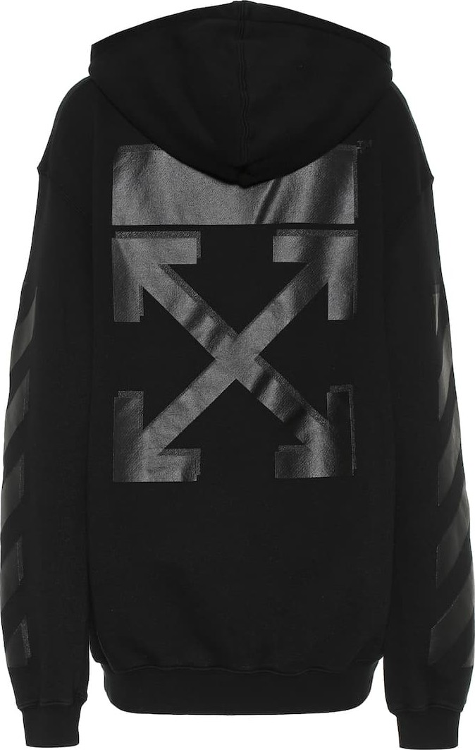 Off White Printed cotton hoodie