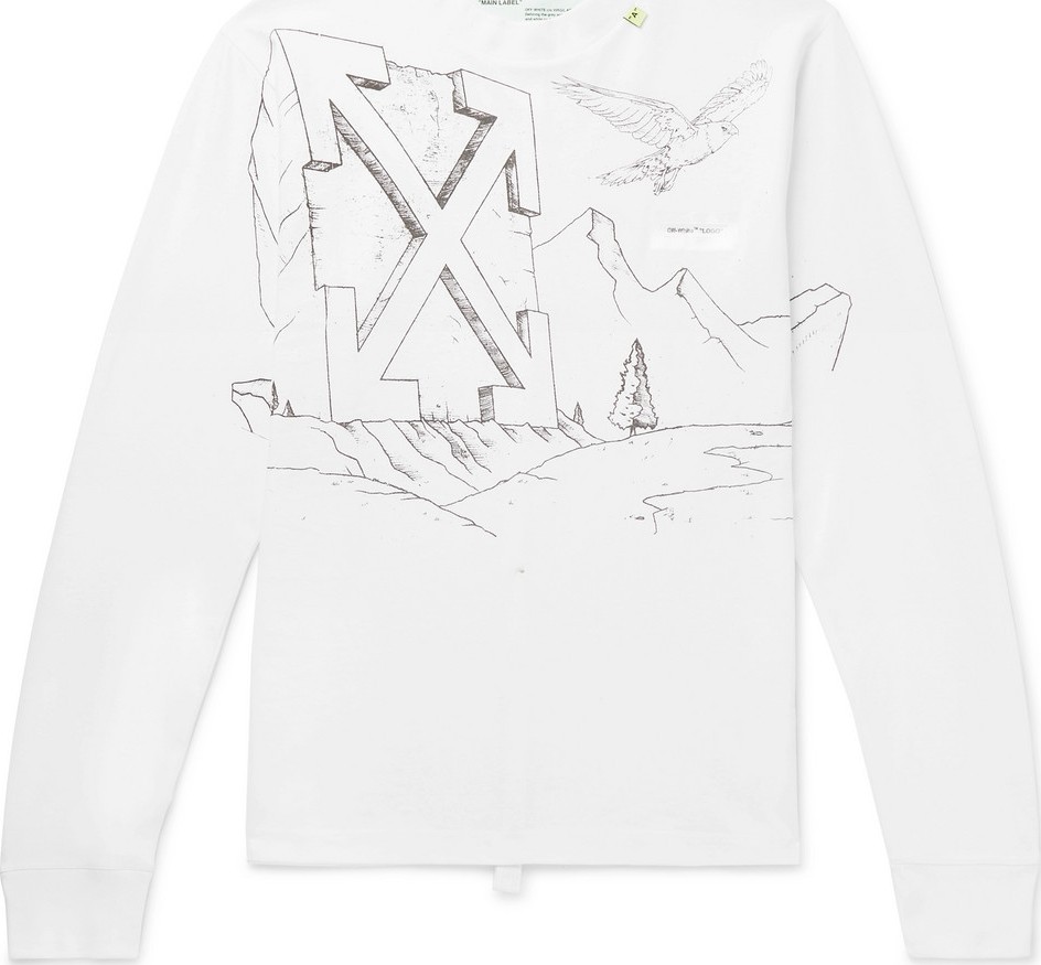 Off White Printed Cotton-Jersey T-Shirt