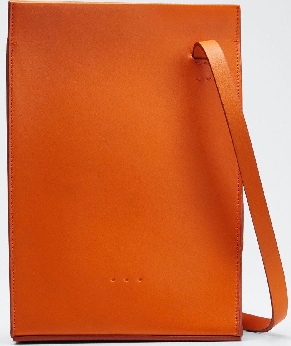 Aesther Ekme Twisted Leather Crossbody Bag  Orange