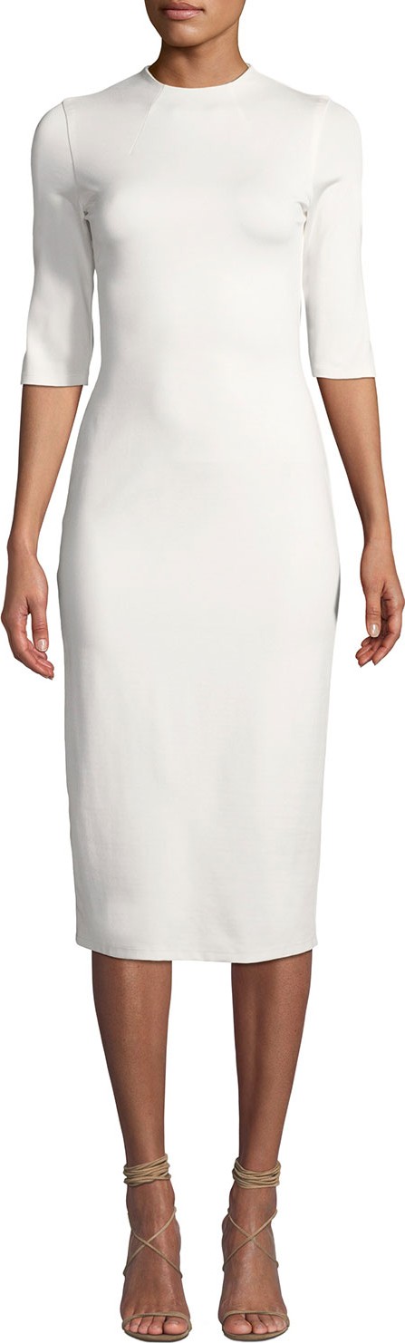 Alice + Olivia Delora Fitted Mock-Neck Midi Dress