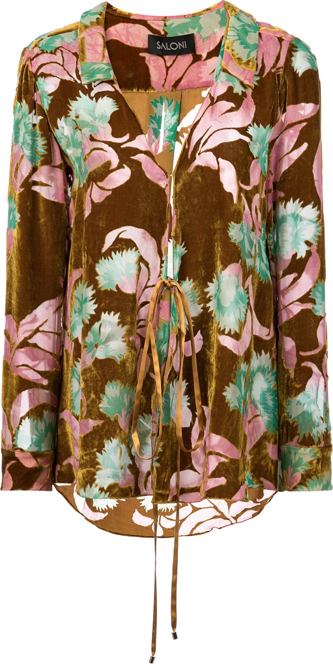 Saloni texture floral wrap shirt