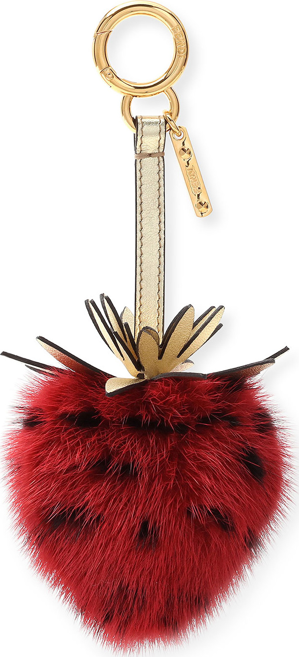 Fendi Mink Fur Strawberry Charm For Handbag