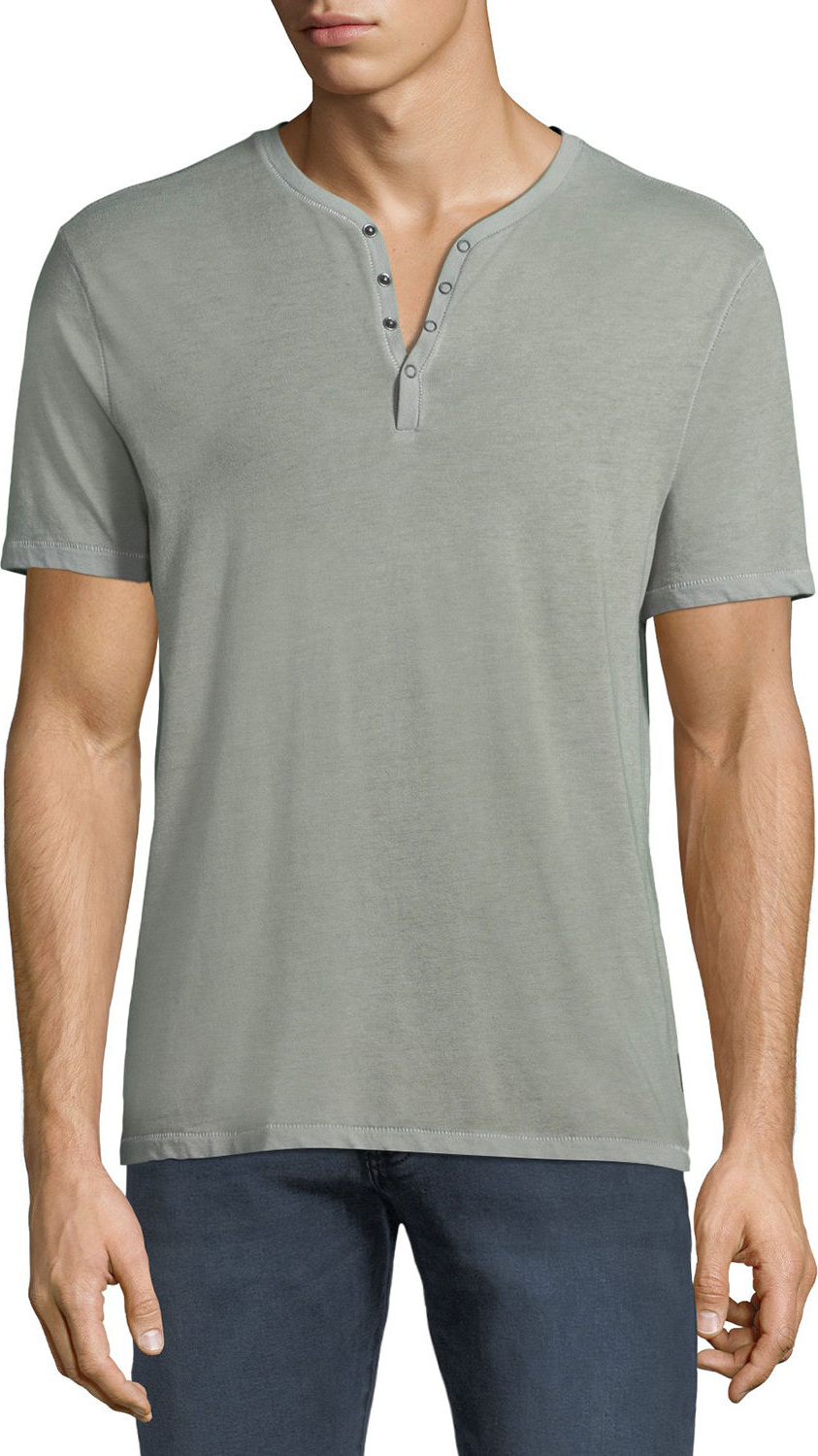 John Varvatos Men's Short-Sleeve Snap Henley Shirt