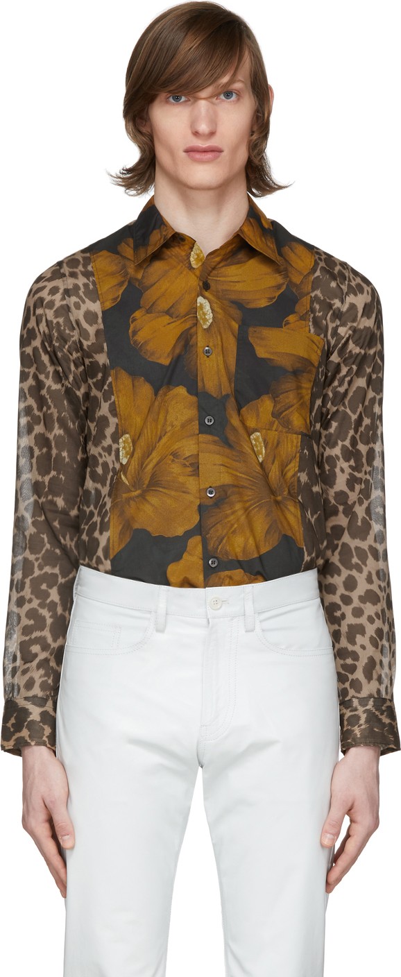 Dries Van Noten Multicolor Animal & Floral Print Shirt