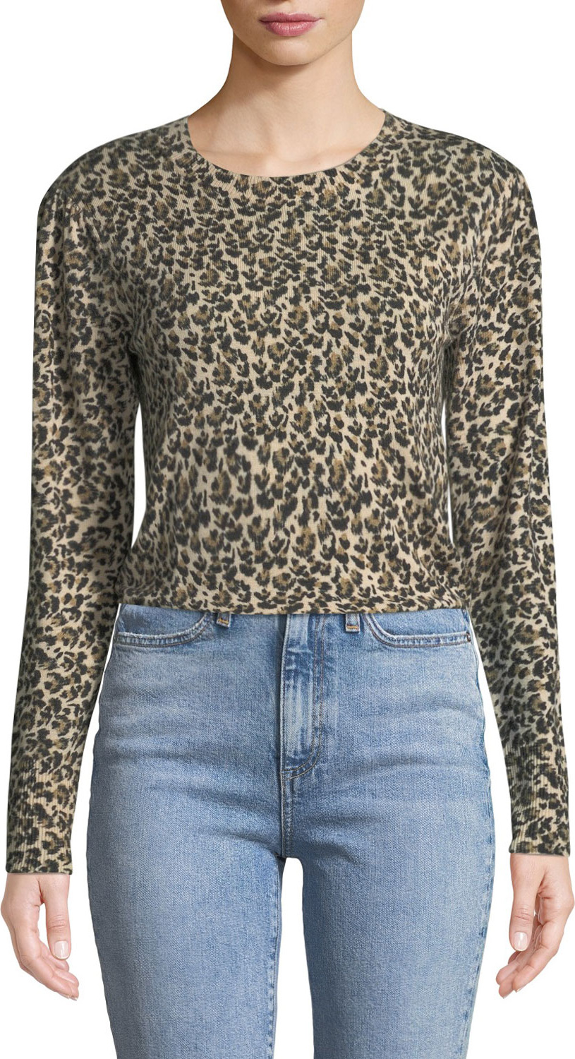 Rebecca Taylor Leopard-Print Merino Pullover Sweater