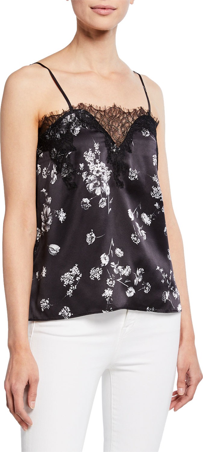 CAMI NYC The Sweetheart Floral Charmeuse Cami with Lace