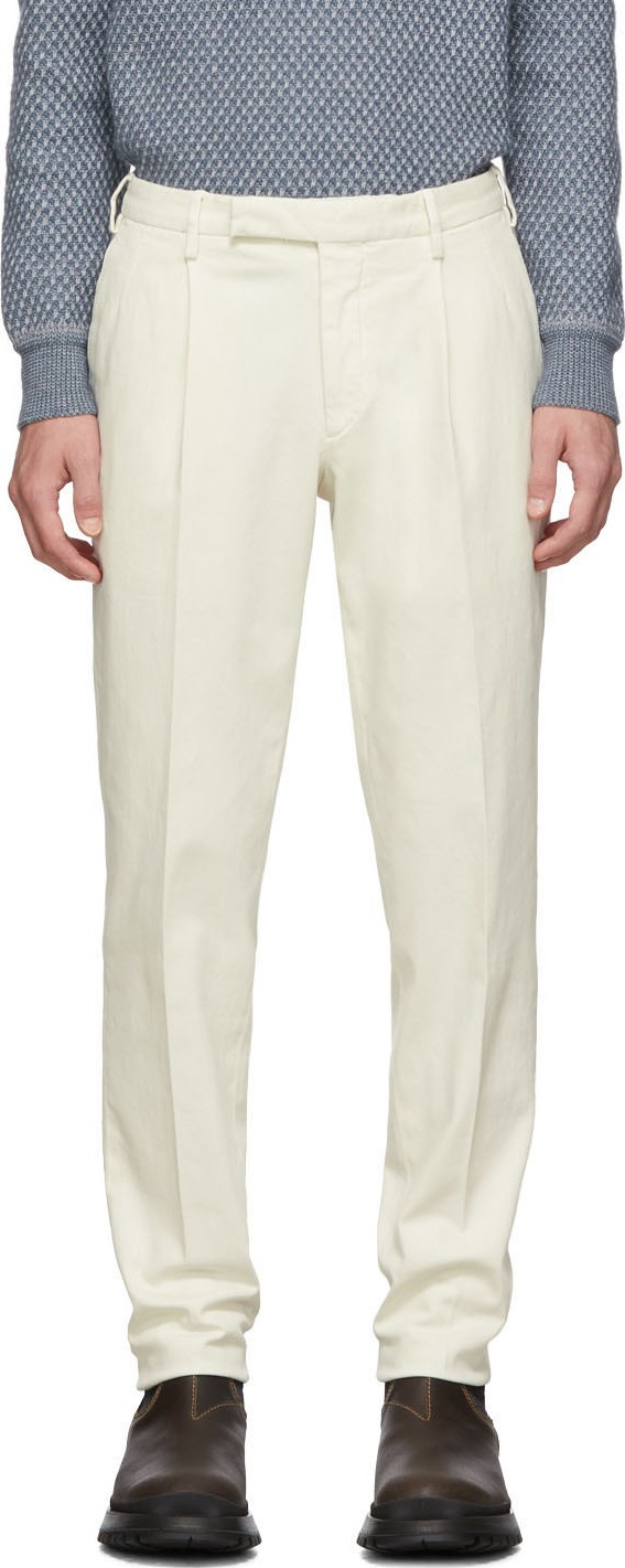 Ermenegildo Zegna Off-White Garment-Dyed Trousers