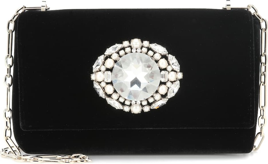 Jimmy Choo Thea embellished velvet clutch