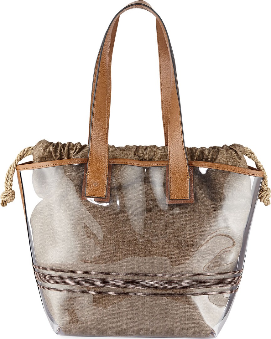 Brunello Cucinelli See-Through Shoulder Tote Bag
