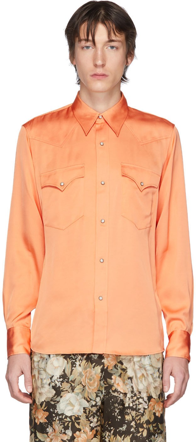 Dries Van Noten Orange Curtain Shirt
