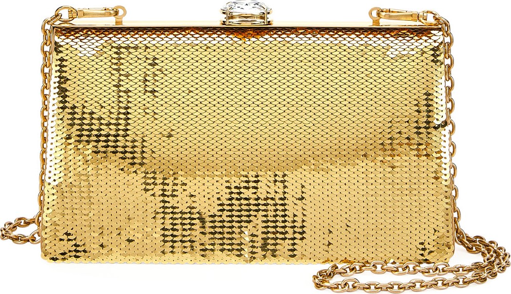 Miu Miu Sequin and Crystal Clutch Bag, Gold
