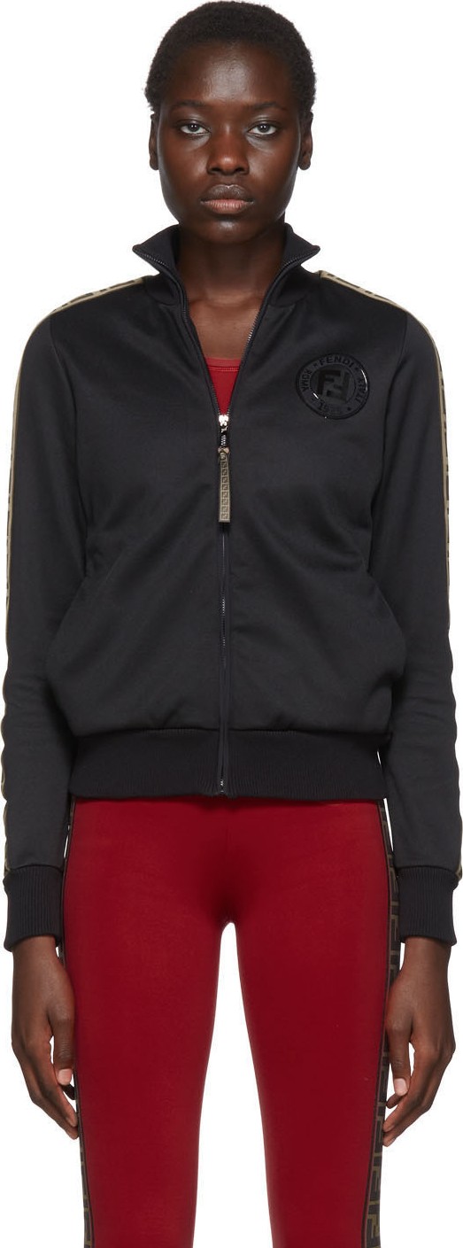 Fendi Black FF 'Roma' Stamp Zip-Up Sweater