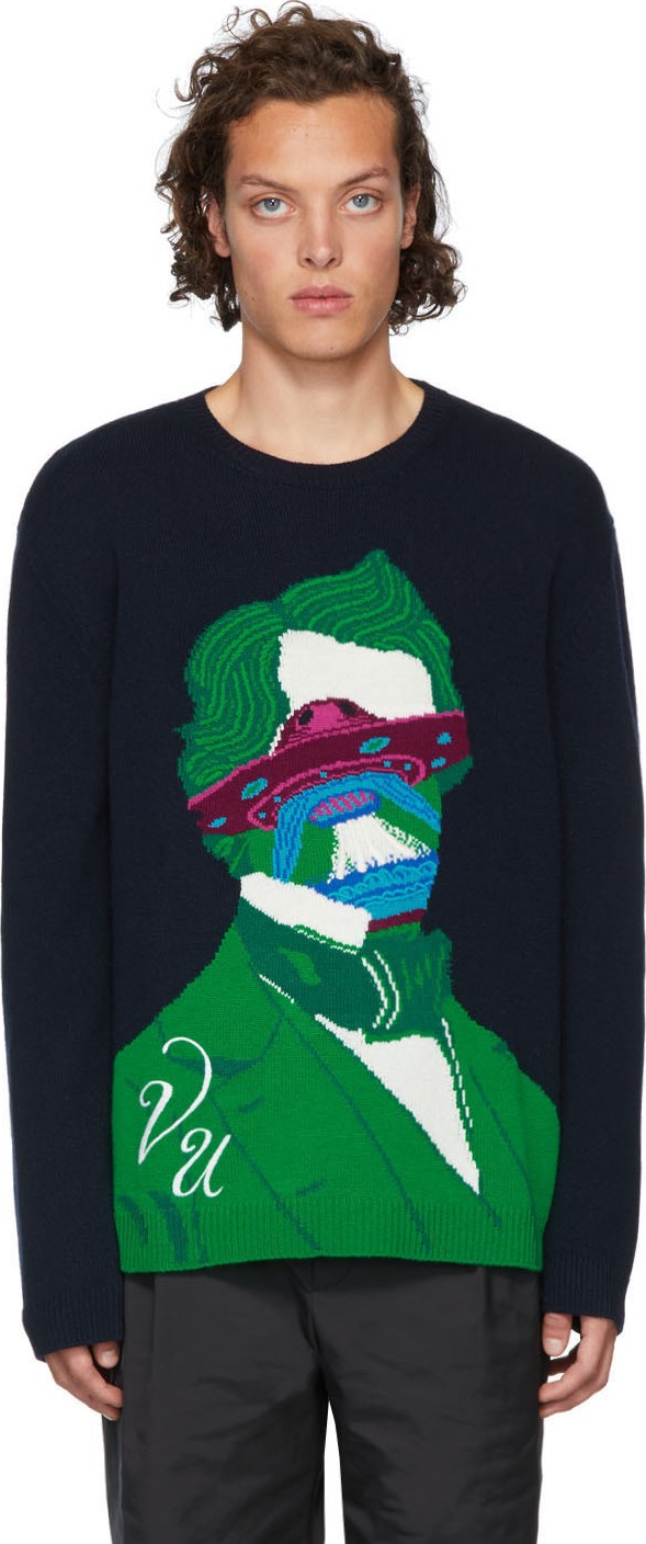 Valentino Navy Undercover Edition V Face UFO Sweater
