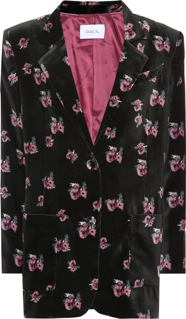 Racil Alfred floral-printed velvet blazer