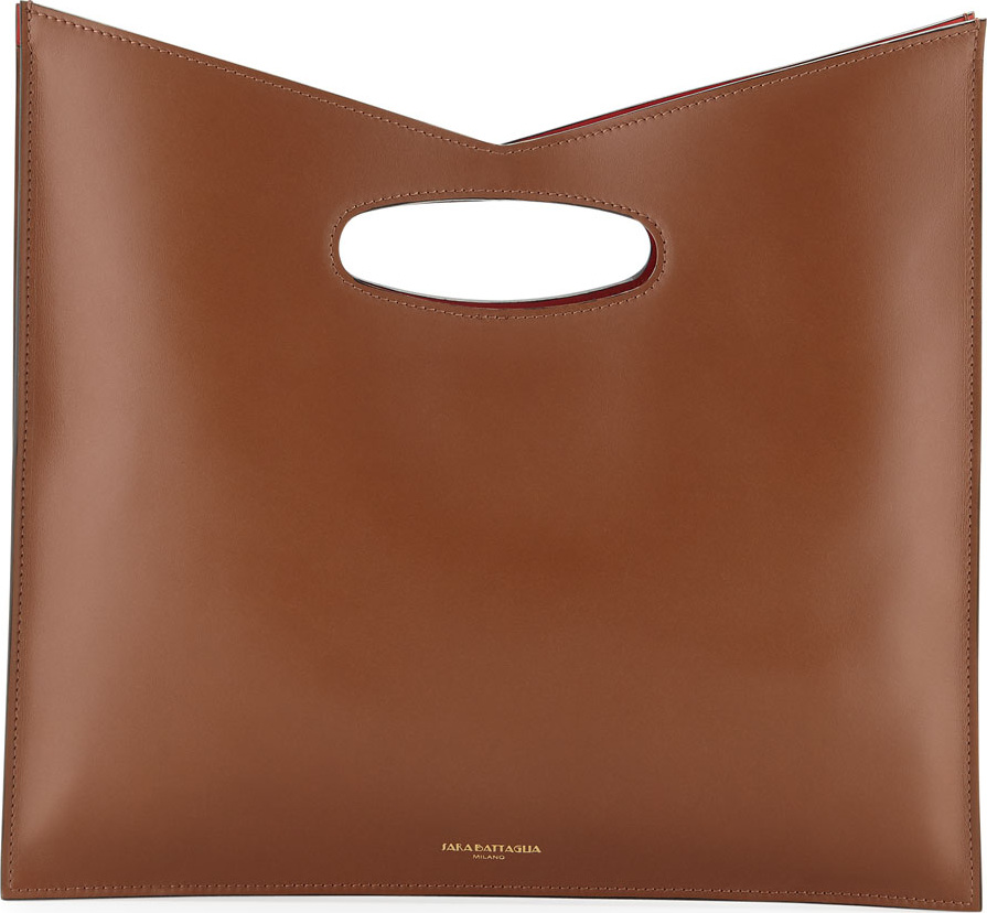Sara Battaglia Bustina Leather V-Top Clutch Bag