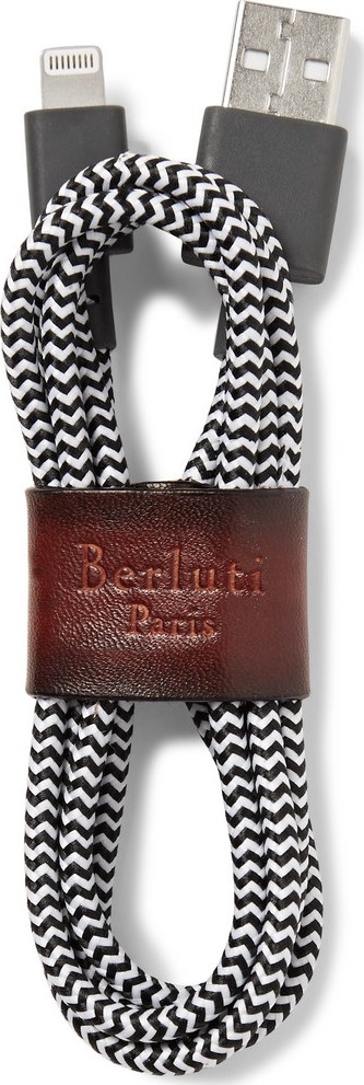 Berluti + Native Union Leather-Trimmed Woven Nylon iPhone Charger