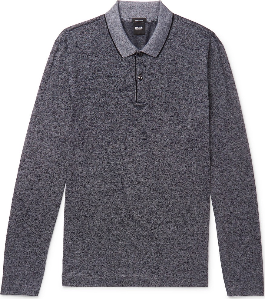 HUGO BOSS Slim-Fit Mercerised Mélange Cotton-Jersey Polo Shirt