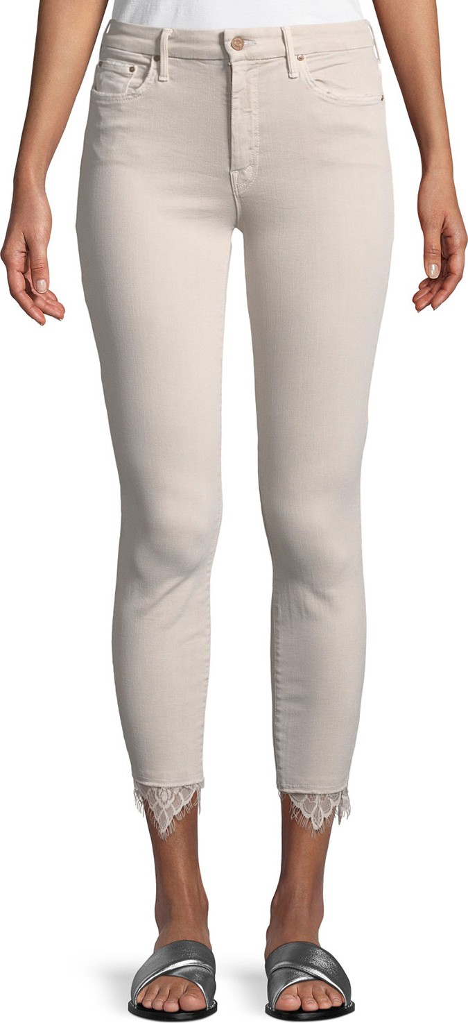 MOTHER High-Waist Looker Dagger Ankle Fray Jeans