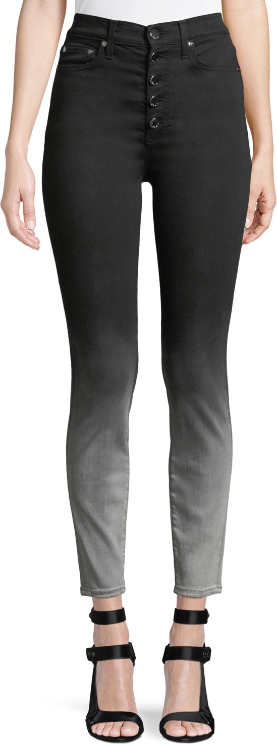 Alice + Olivia Good High-Rise Faded Skinny Jeans with Exposed Fly