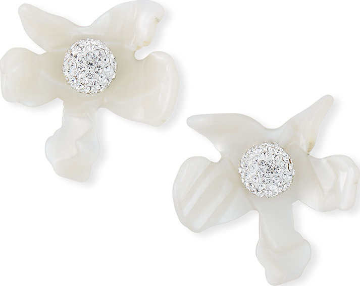 Lele Sadoughi Crystal Lily Button Earrings