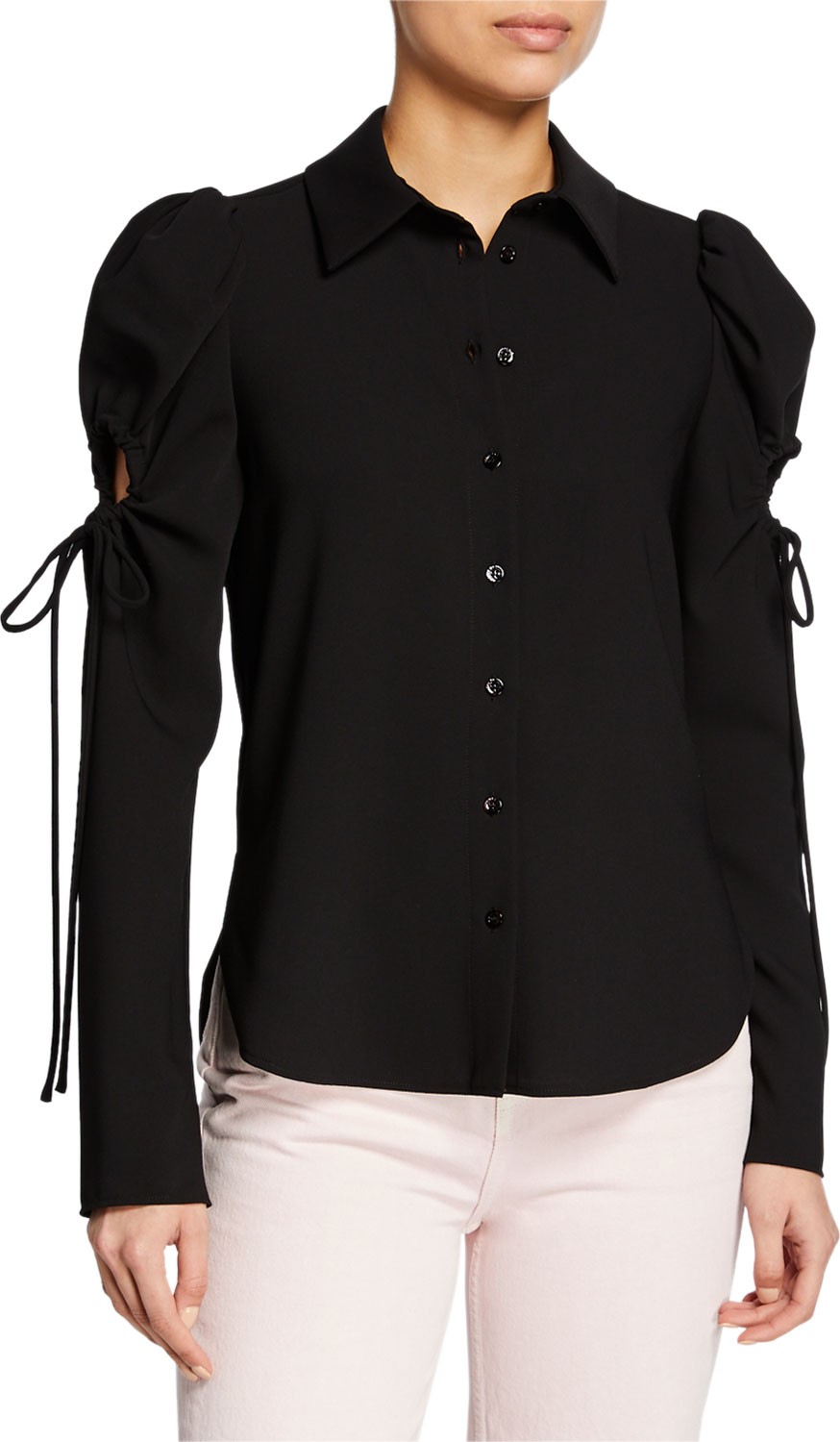 See By Chloé Tie-Sleeve Button-Front Top
