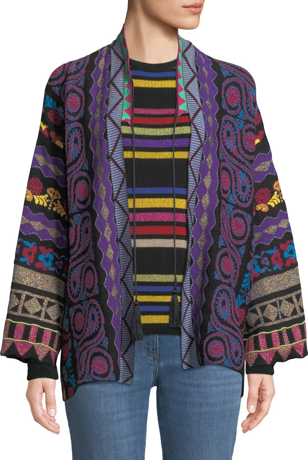 Etro Metallic Intarsia Cardigan