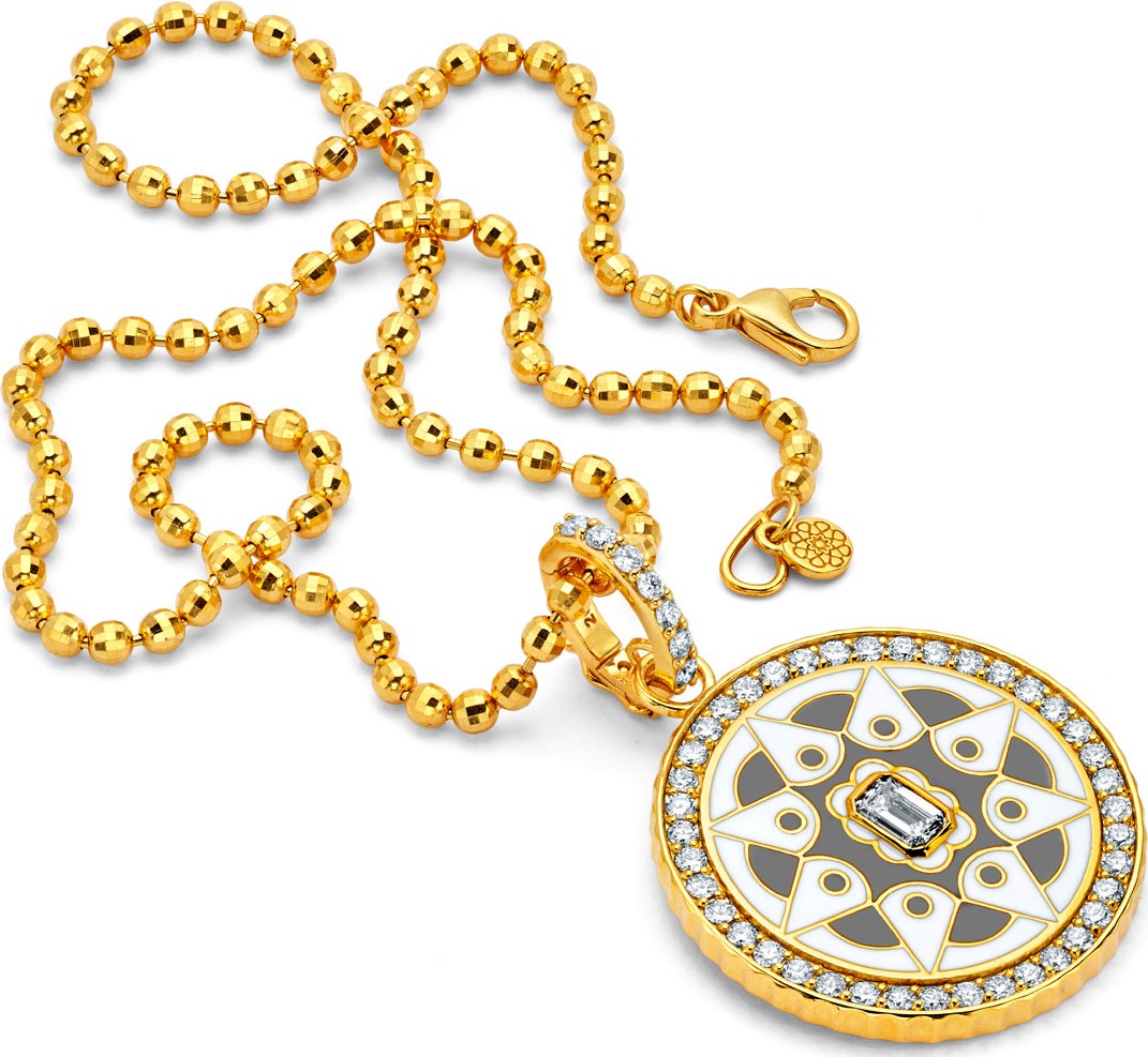 Buddha Mama 20k Gold Mandala Coin Pendant w/ Diamonds