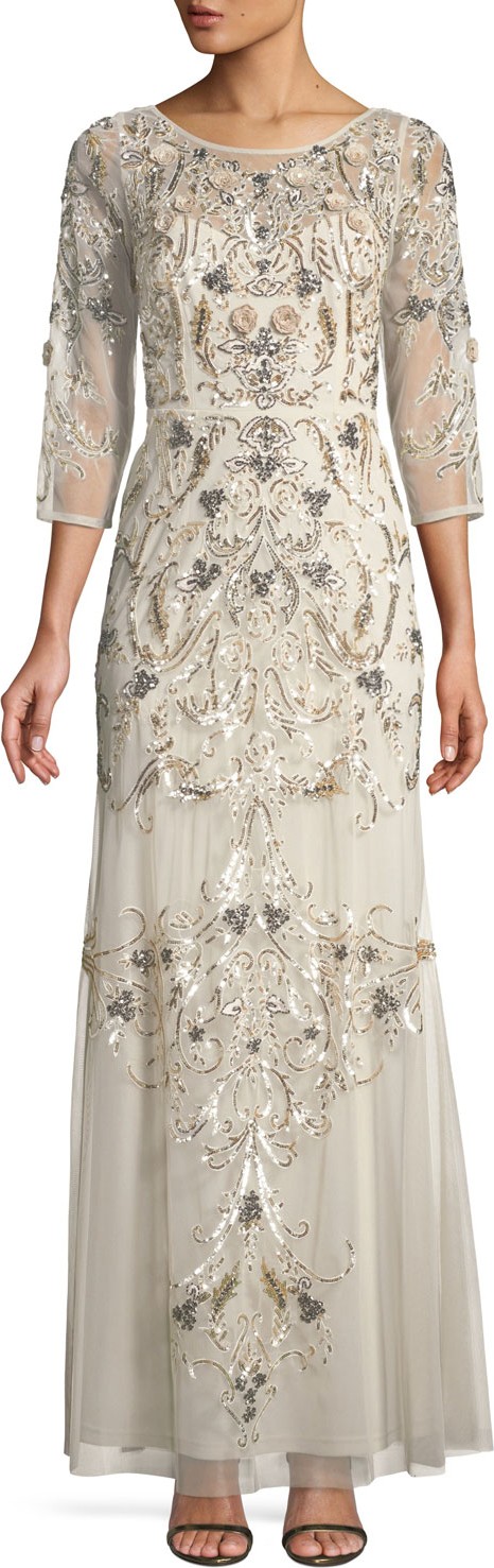 Aidan Mattox Embellished Scoop-Back Gown