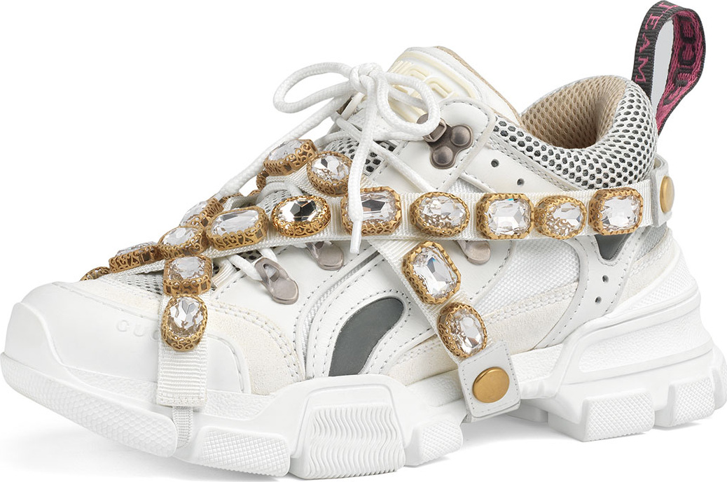 Gucci Tonal Hiker Sneakers with Jeweled Strap