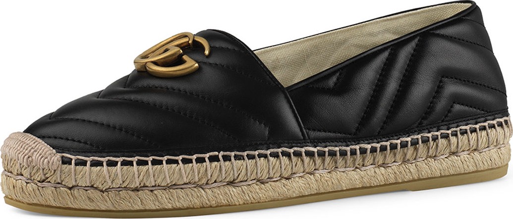 Gucci GG Ornament Leather Espadrilles
