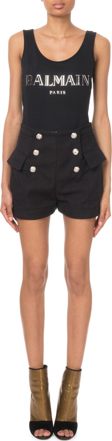 Balmain Foiled-Logo Bodysuit