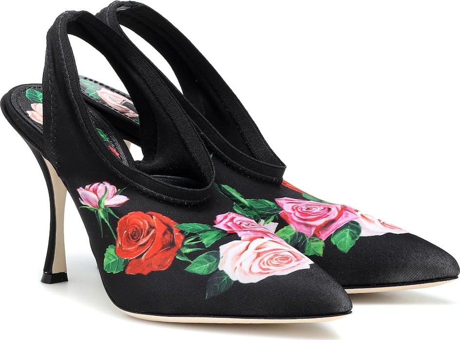 Dolce & Gabbana Lori floral satin slingback pumps