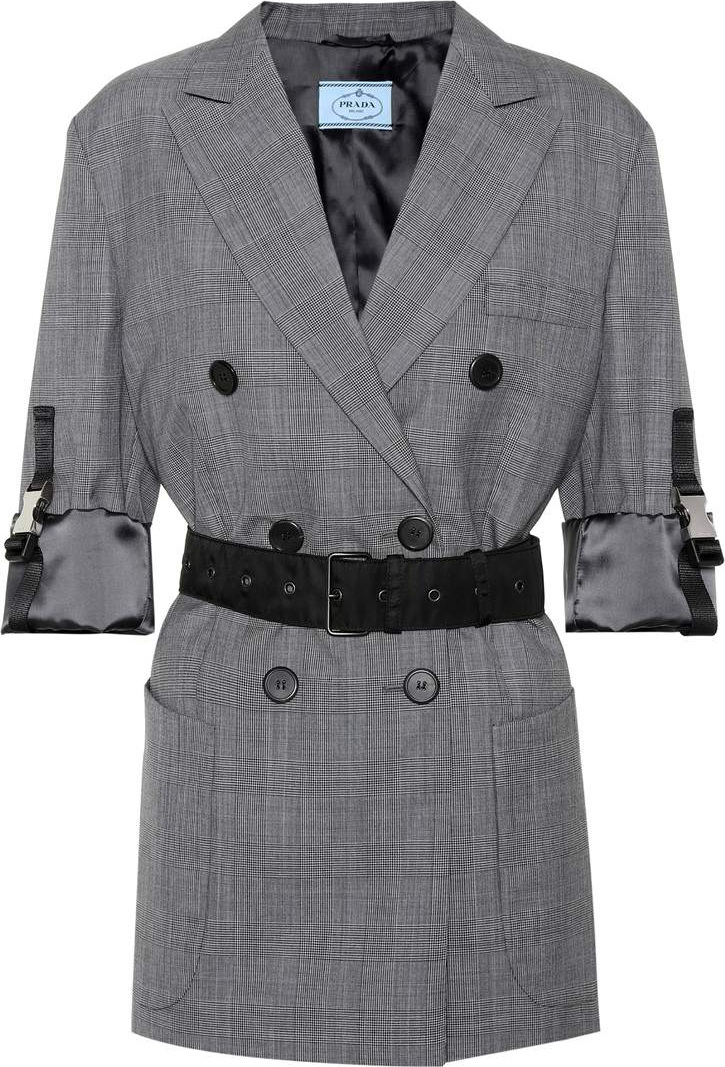 Prada Belted checked wool blazer
