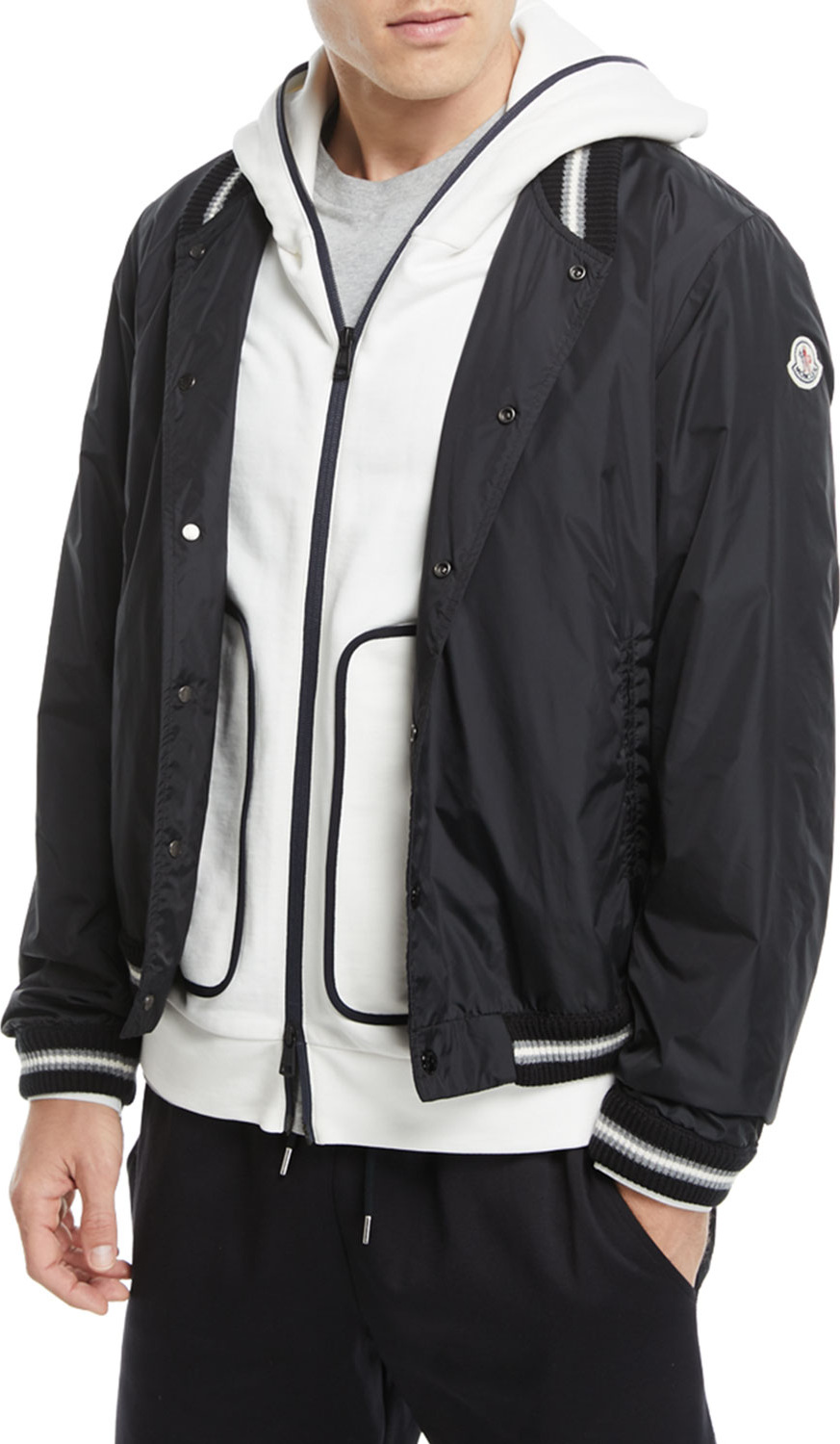 Moncler Nylon-Knit Bomber Jacket