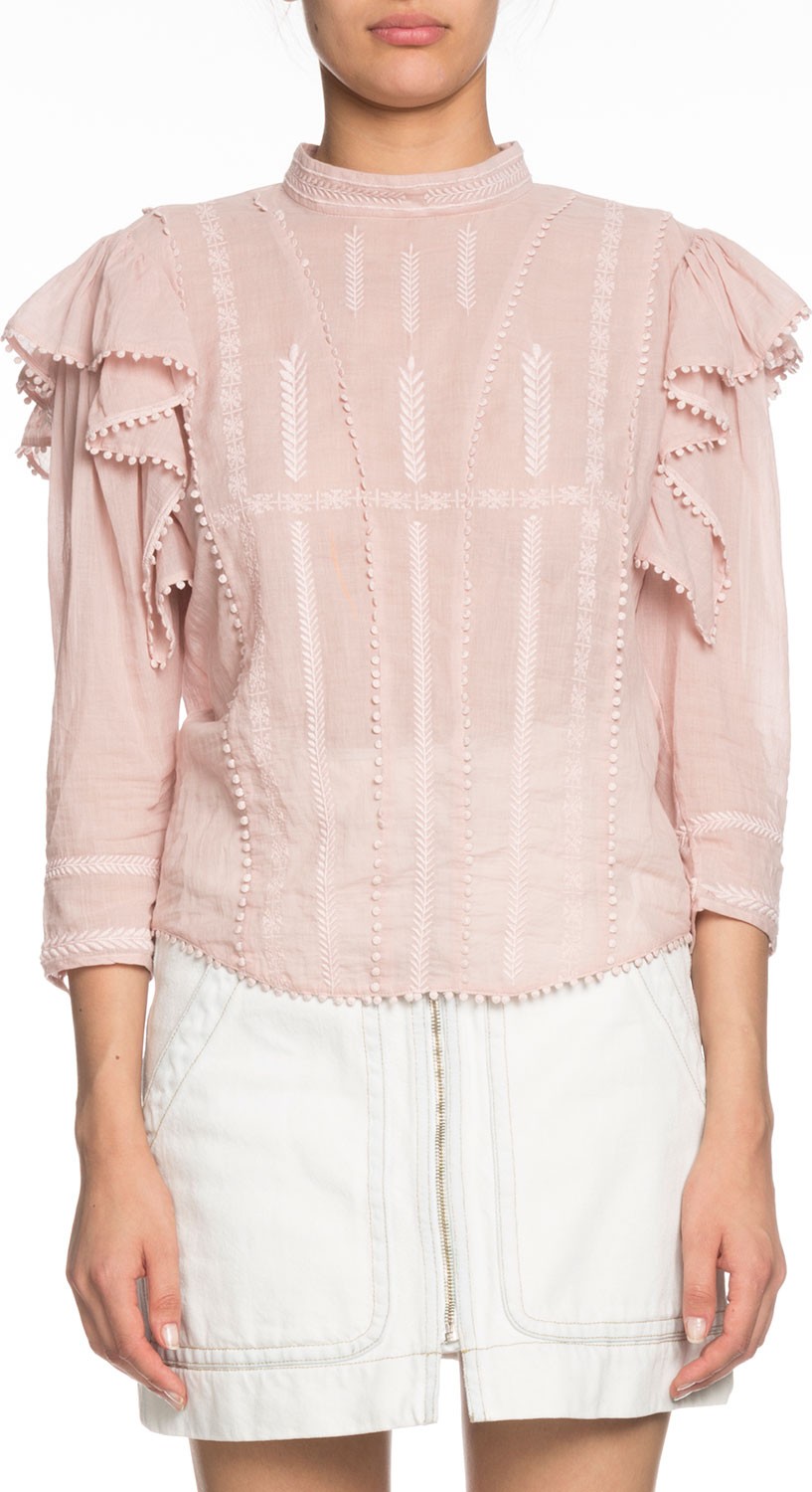 Isabel Marant Etoile Anny Embroidered Ruffle Blouse