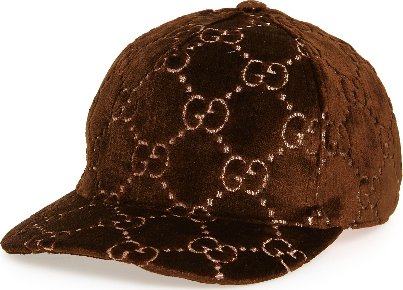 Gucci Logo Embroidered Velvet Baseball Cap