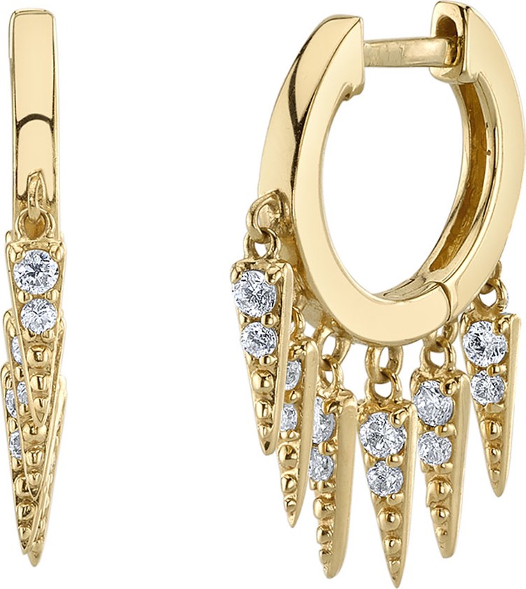 Sydney Evan 14k Gold Diamond Fringe Hoop Earrings