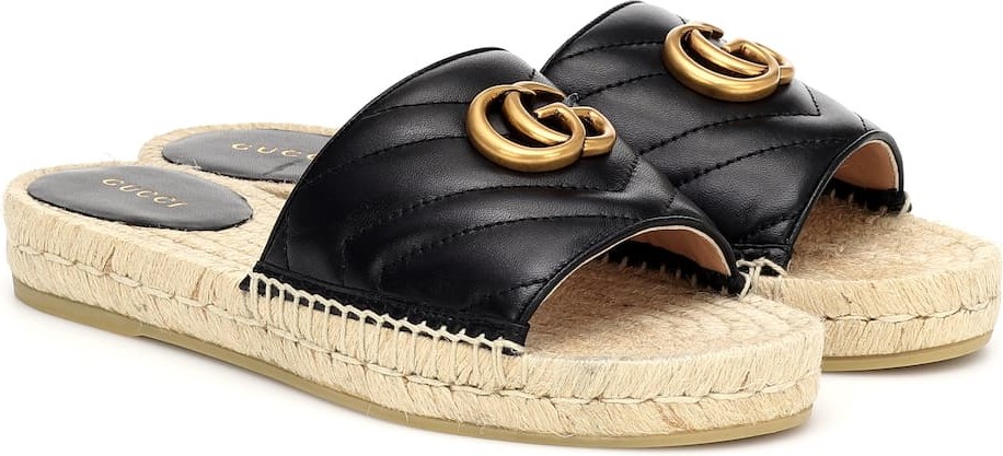 Gucci Leather espadrille slides