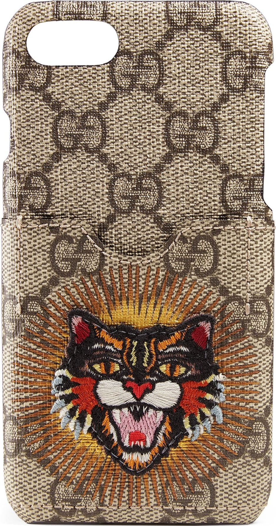Gucci Embroidered Angry Cat GG Supreme iPhone 7 Case