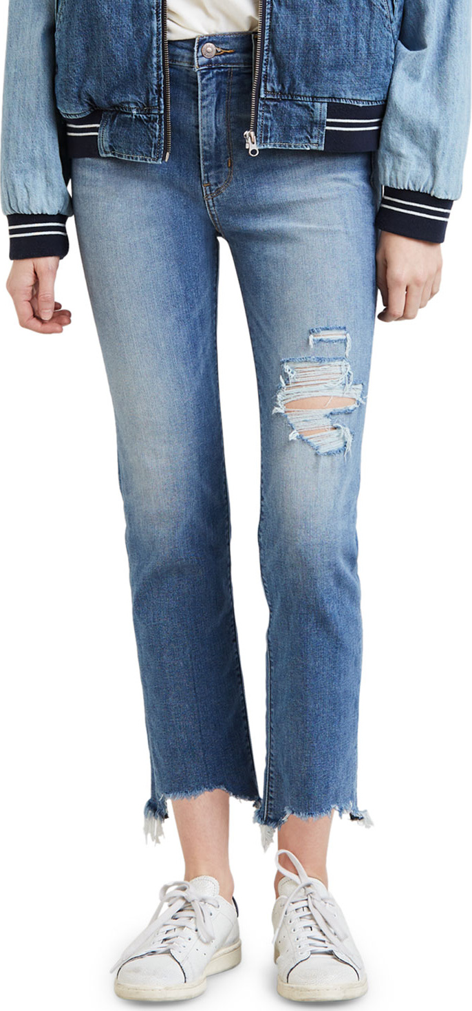 LEVI’S 724 High-Rise Distressed Straight Cropped Jeans