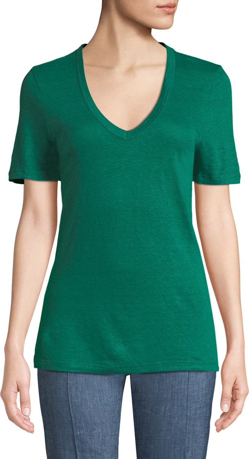 Isabel Marant Etoile Kranger V-Neck Linen Tee
