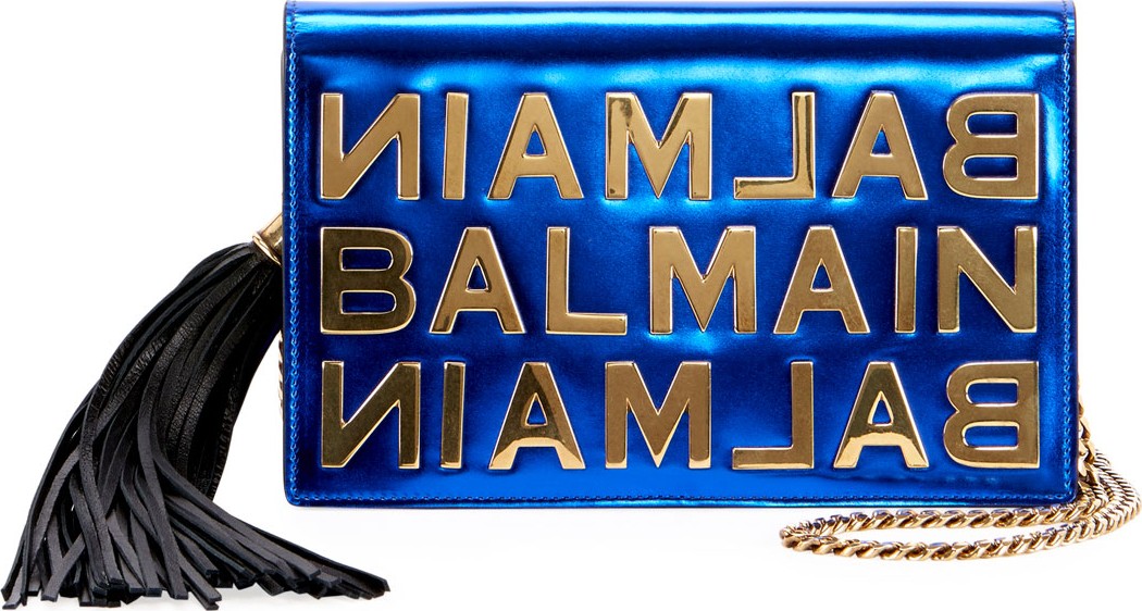 Balmain Mirror Leather Pochette Crossbody Bag