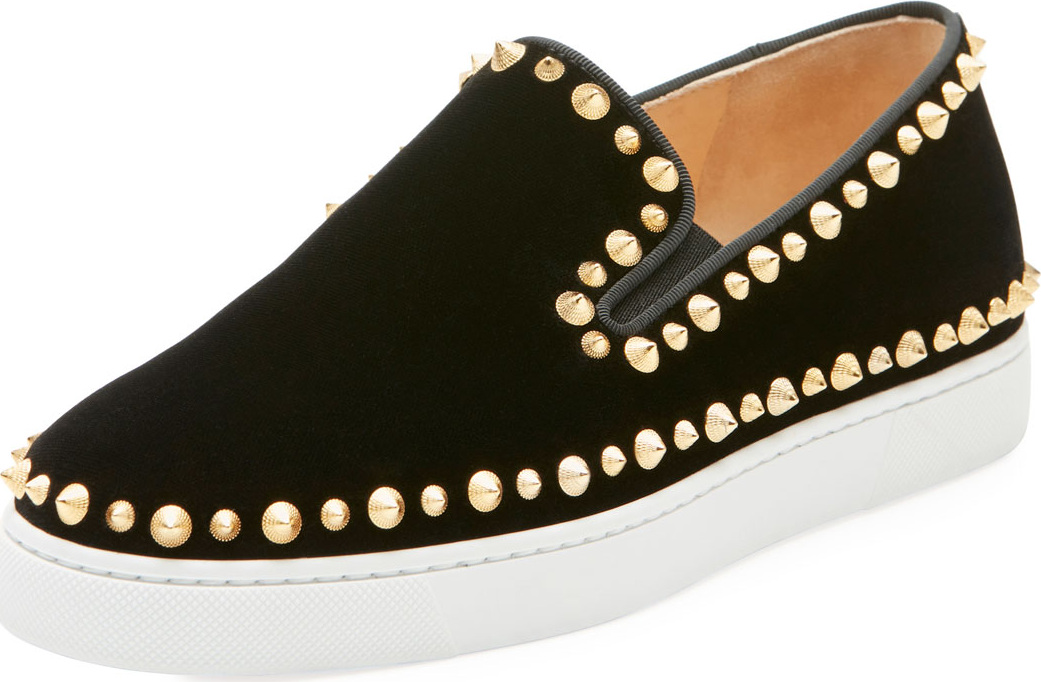 Christian Louboutin Pik Boat Velvet Red Sole Sneakers